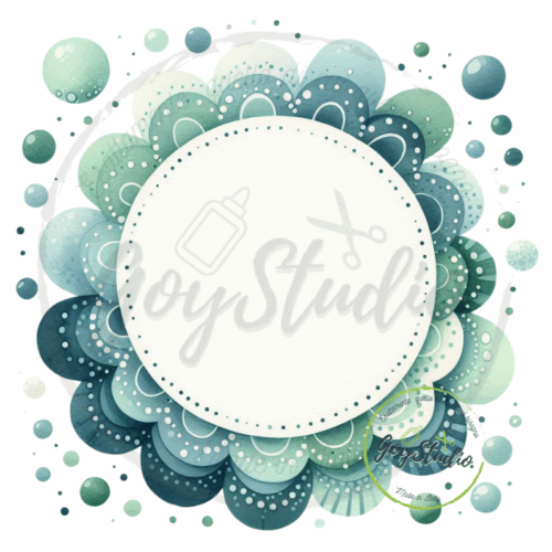 cornice petali smerlati grafica digitale puntinati azzurro verde matrimonio elegante