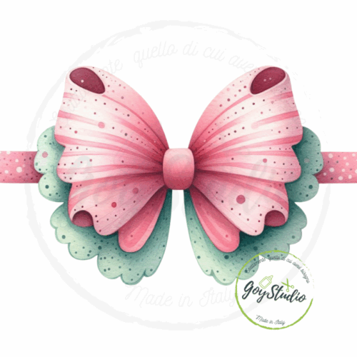 clipart fiocco farfalla rosa verde grafica italiana bambina ali dettagliate pois