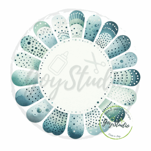 cornice margherita puntinata verde grafica digitale petali raggiera matrimonio battesimo comunione