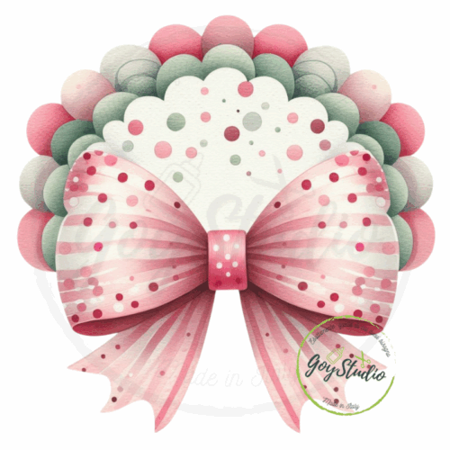 clipart fiocco scalloped rosa verde grafica layered italiana petali multipli righe pois