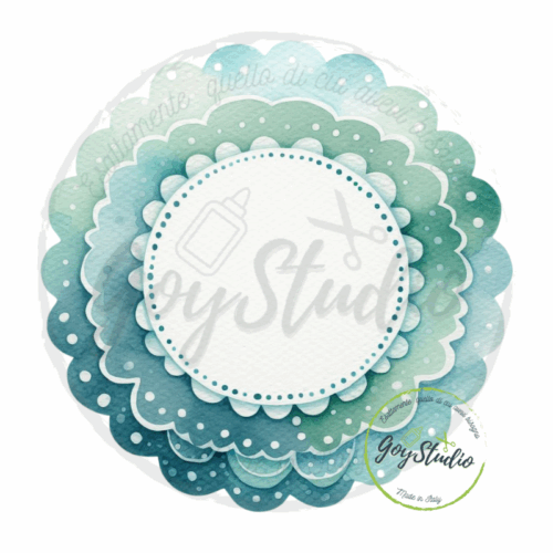 cornice smerlata stippling art grafica digitale puntinata verde azzurro matrimonio elegante