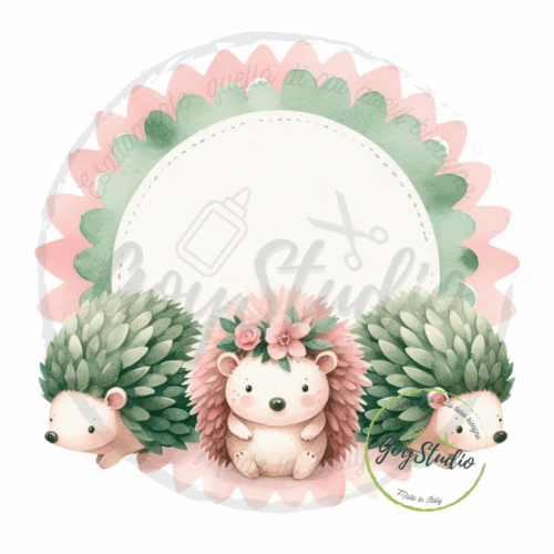 grafica digitale riccio famiglia trio kawaii spiritoso