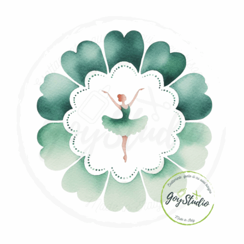 Ballerina tutù verde grafica digitale acquerello bambine