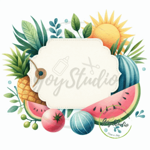Tag estate tropicale grafica digitale ananas anguria sole colorato