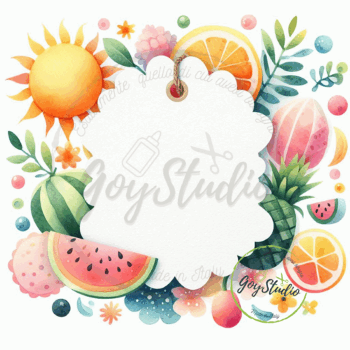 Tag estate sole frutta grafica digitale agrumi ananas colorato