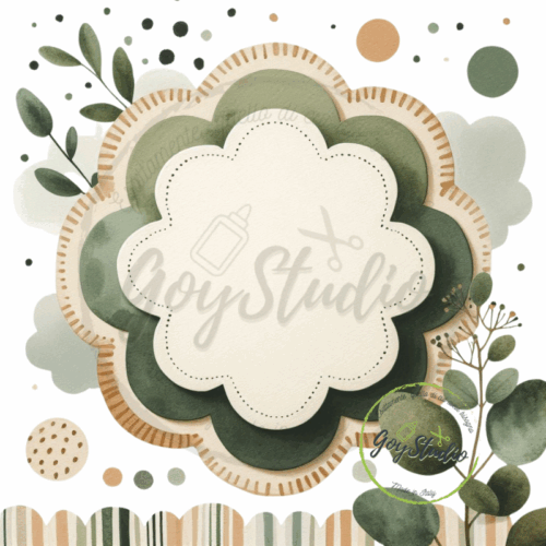 Cornice verde foglie smerlata grafica digitale decorativa personalizzabile