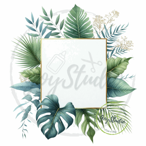grafica digitale cornice tropicale foglie monstera matrimoni estivi