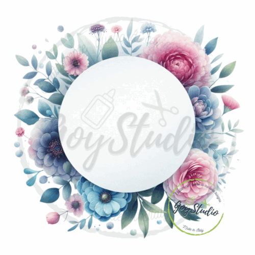 Design floreale rosa azzurro grafica digitale acquerello elegante matrimonio