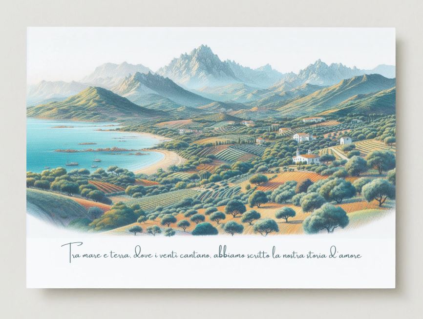 Partecipazioni matrimonio Sardegna Tra Mare e Terra panorama