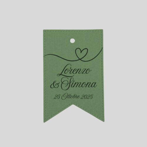 tag verde salvia matrimonio con foro per bomboniere