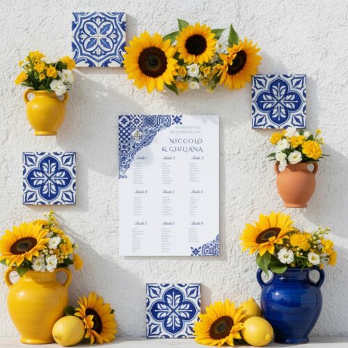 TABLEAU AZULEJOS, STILE MEDITTERANEO CON LE TIPICHE MATTONELLE BIANCHE E BLU