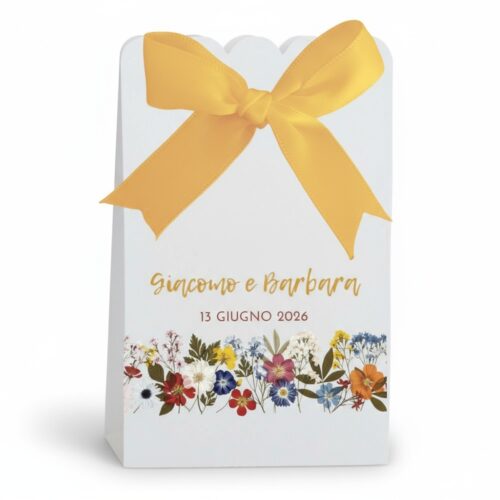 Bomboniere matrimonio personalizzate Anthontype fiori secchi stampati design botanico