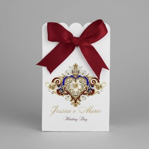 Scatoline portaconfetti eleganti Barocco Moderno design giocoso oro blu bordeaux personalizzabili