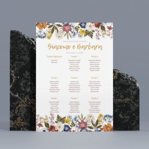 Tableau de mariage fiori secchi personalizzato Anthotype palette oro rosa verde salvia blu supporto rigido 50x70 cm