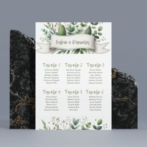 Cartello tavoli matrimonio verde eucalipto - matrimonio naturale boho - GoyStudio