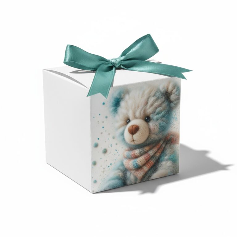 scatolina portaconfetti orso turchese